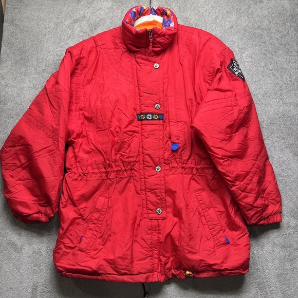 Obermeyer Juniors Red Ski Jacket 16 Nylon Insulated Winter Coat Retro Apres - Picture 1 of 14